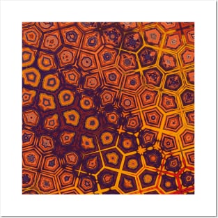 Turtle Shell Looking Pattern in Orange, Purple and Yellow - WelshDesignsTP005 Posters and Art